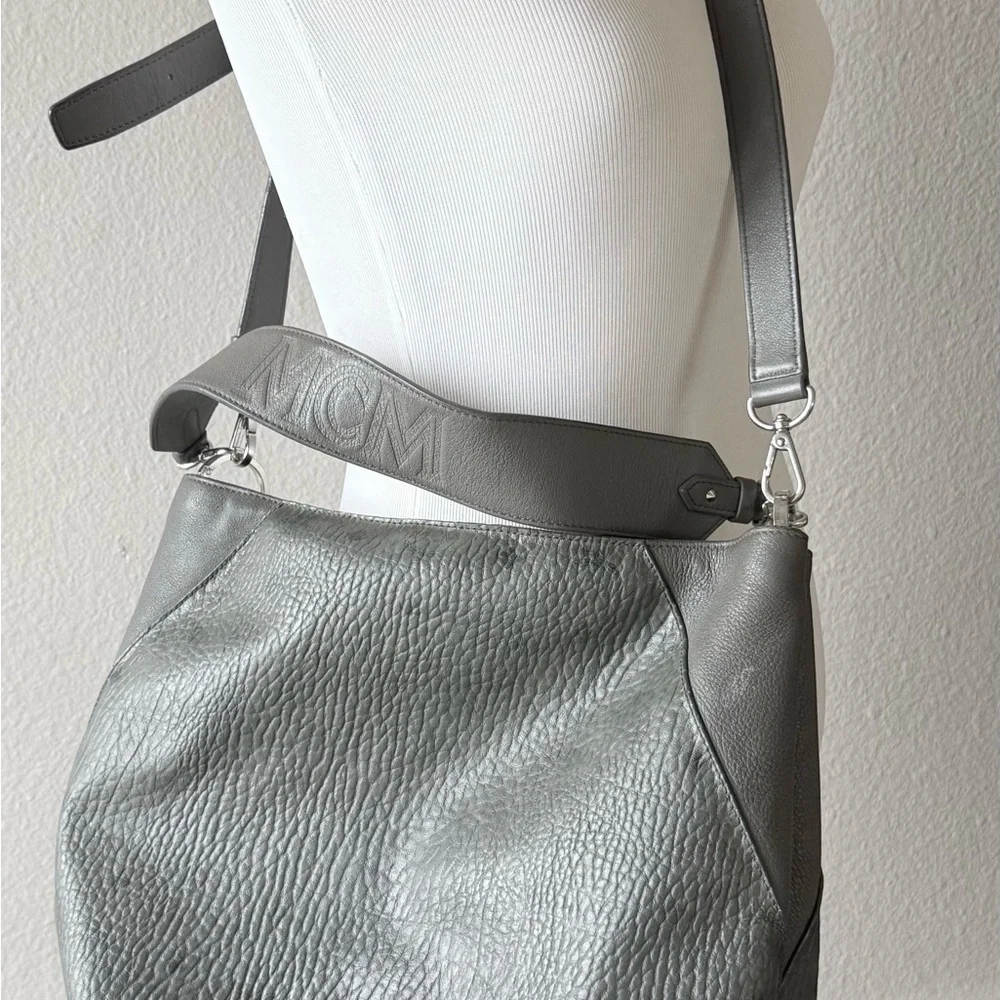 MCM Gray Leather Shoulder Bag - Picture 2 of 5